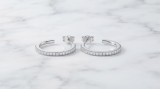 Cumpara ieftin CERCEI ARGINT 925 HOOPS DEMI CREOLE CU ETALARE FRONTALA DE ZIRCONIU
