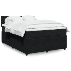 vidaXL Pat box spring cu saltea, negru, 140x200 cm, catifea 3287772