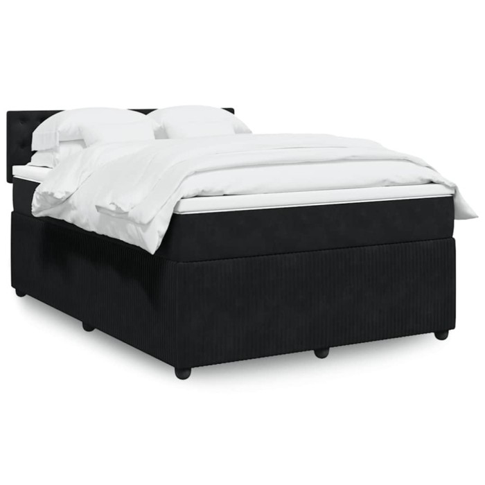 vidaXL Pat box spring cu saltea, negru, 140x200 cm, catifea 3287772