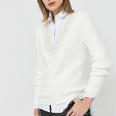 Morgan pulover din amestec de lana femei, culoarea alb