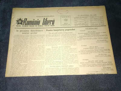 ZIARUL ROMANIA LIBERA 2 SEPTEMBRIE 1953 foto