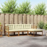 vidaXL Set de canapele de exterior cu pernă 4 pcs Natural și Crem 3367388