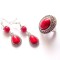 Set howlite rosu, set inel reglabil si cercei 40549