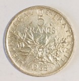 FRANTA 5 FRANCI 1968 SEMANATOAREA ARGINT AUNC UNC CEA MAI RARA DIN SERIE ( CITITI VA ROG DESCRIEREA ENUNTUL )