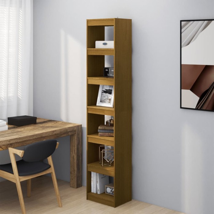 Bibliotecă/Separator cameră, maro miere, lemn masiv de pin