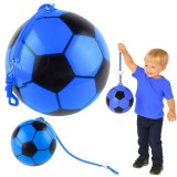 Minge de fotbal din cauciuc cu maner, albastru, 22 cm, Lean 27223
