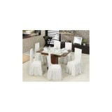 Cumpara ieftin Set 6 huse scaune cu volane din bumbac elasticizat - HEP90