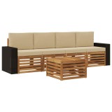 vidaXL Set de canapele de exterior cu pernă 5 pcs Natural și Bej 3384004