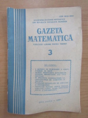 Gazeta matematica nr. 3 / 1984 foto