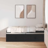 VidaXL Cadru de pat cu depozitare Stejar negru 100 x 200 cm