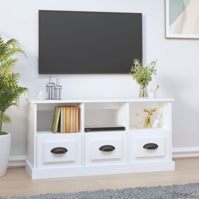 vidaXL Comodă TV, alb, 100x35x50 cm, lemn prelucrat foto