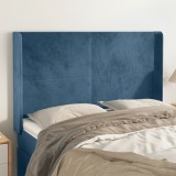 VidaXL Tăblie pat cu urechi albastru &icirc;nchis 147x16x118/128 cm catifea 3119352