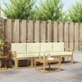 vidaXL Set mobilier gradina exterior 5 piese lemn acacia alb crem canapea terasa masuta perna