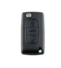 Cheie completa tip briceag, cu chip si telecomanda pentru Peugeot 307 308 407 607, 3 butoane, 433 MHZ foto