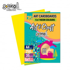 Carton color A4, 250g, 35 coli, 7 culori neon/set – S-COOL