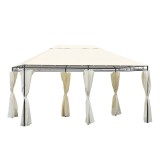 Pavilion/foisor pentru gradina/terasa, cadru metalic, cu perdele, crem, 4x3x2.55 m, ART