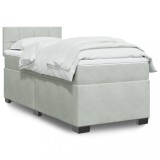 VidaXL Pat box spring cu saltea, gri deschis, 100x200 cm, catifea 3288534
