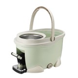 Set galeata cu pedala si mop rotativ 360&Acirc;&deg;, flippy, cu actiune centrifuga x4, pentru uz casnic, maner din otel inoxidabil telescopic, 2 capte din bumb
