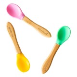 Set 3 lingurite - Bambus - Roz, Verde, Galben | Eco Rascals