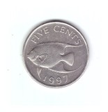 Moneda Insulele Bermude 5 cents/centi 1997, stare foarte buna, curata