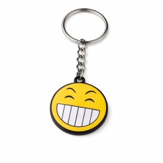 Breloc chei emoticon zambitor, fata comica, metalic, galben, 9.8 x 3.8 cm, inel 2.6 cm, accesoriu decorativ