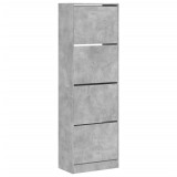 Dulap de pantofi 4 sertare rabatabile, gri beton, 60x34x187,5cm
