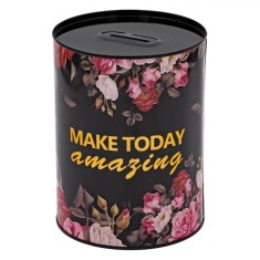 Pusculiță Metalică, Model Make Today Amazing, Diametru 12 cm, &Icirc;nălțime 16 cm, Negru