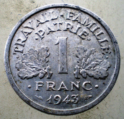 1.171 FRANTA VICHY WWII 1 FRANC 1943 foto