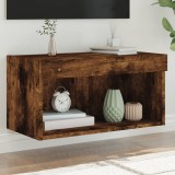 Cumpara ieftin Comodă TV cu lumini LED, stejar fumuriu, 60x30x30 cm