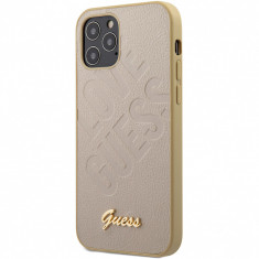 Husa Piele Guess Iridescent Love pentru Apple iPhone 12 Pro Max, Aurie GUHCP12LPUILGLG