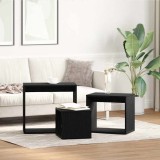 vidaXL Set de 3 mese stivuibile, stejar negru, lemn prelucrat
