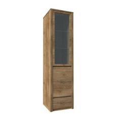 Vitrina mdf stejar lefkas inchis Montana 50x43x197 cm