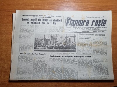 flamura rosie 4 mai 1963-articol resita,anina,bocsa,miting de ziua muncii foto