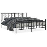 Cumpara ieftin Cadru pat metalic cu tablii de cap/picioare, negru, 183x213 cm