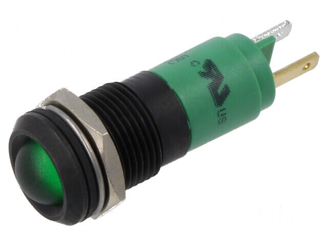 Lampă LED verde 12VDC 12VAC &Oslash;14mm pentru control