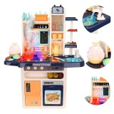 Bucatarie Copii ProCart, Abur Rece, Lumini si Sunete, 65 Piese, Apa Curgatoare, 93cm, Multicolor