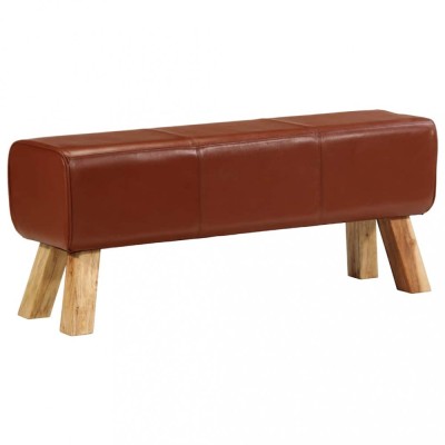 vidaXL Bancă Bok gimnastică maro 110cm piele naturală/lemn masiv mango foto