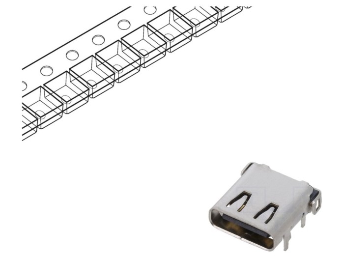 Conector USB C 90&deg; USB 3.1 pentru PCB