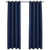 Cumpara ieftin Draperii opace cu inele metalice, 2 buc, albastru, 140 x 245 cm