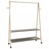 VidaXL Suport pentru haine cu rafturi și roți 132x45,5x155,5 cm bambus