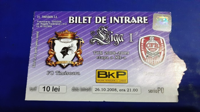 Bilet FC Timisoara - CFR Cluj