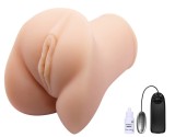 Masturbator Pussy Super Realistic, Glont Vibrator cu Telecomanda, Natural, 15.5 cm