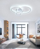 Cumpara ieftin Lustra LED 72W, 3 cercuri, alb, telecomanda wifi 2.4G, lumina rece/calda/neutra, intensitate reglabila