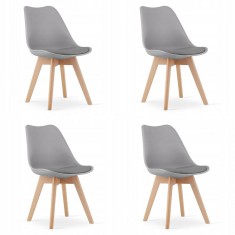 Set 4 scaune bucatarie/living, Artool, Mark, PP, lemn, gri, 49x42x82 cm