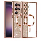 Husa MagSafe pentru Samsung Galaxy S23 Ultra S918, Techsuit, Luxury Glitter, Roz Aurie