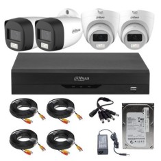 Sistem Supraveghere Mixt Dahua, 2x Bullet 2MP IR + 2x Dome Dual Light 2MP, Microfon Integrat, DVR 4 Canale, HDD 500GB, Accesorii SafetyGuard Surveilla