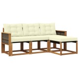 vidaXL Set de canapele de exterior cu pernă 4 pcs Natural și Crem 3381866