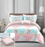 Cumpara ieftin Lenjerie Pat Ramos Px052, Bumbac, 4 Piese, Cu Elastic, Albastru, Imprimeu, Roz