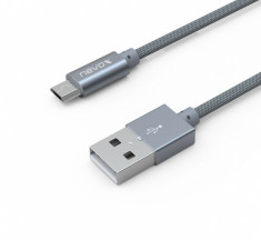 Cablu Premium Charge/Sync NEVOX Nylon braided Micro USB 1m, Silvergrey foto