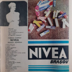 1974 Reclamă Întrepr NIVEA BRASOV, comunism, epoca aur 24 x 20 cm cosmetica moda